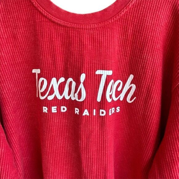 Three Squares Texas Tech Red Raiders Women's XL Red Corded Crew Sweatshirt - Picture 3 of 4